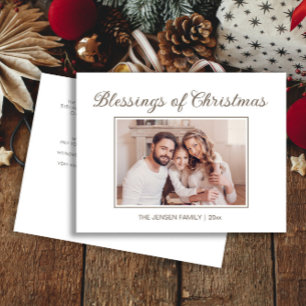 Blessings of Christmas Modern Photo Holiday Year Postcard