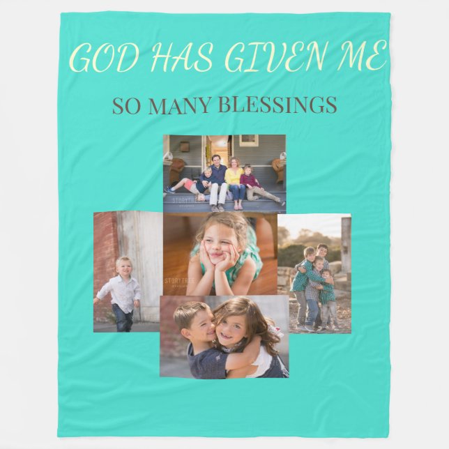 Blessings of Family Collage Tribute Fleece Blanket (Front)