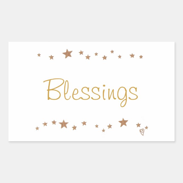 Blessings, on lively gold stars stickers (Front)