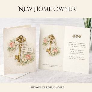 Blessings on Your New Home Catholic Floral Holiday Card