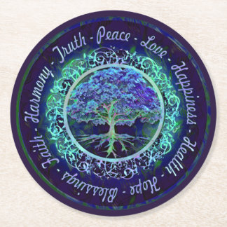 Blessings, Peace, Joy, Love, Happiness, Harmony... Round Paper Coaster