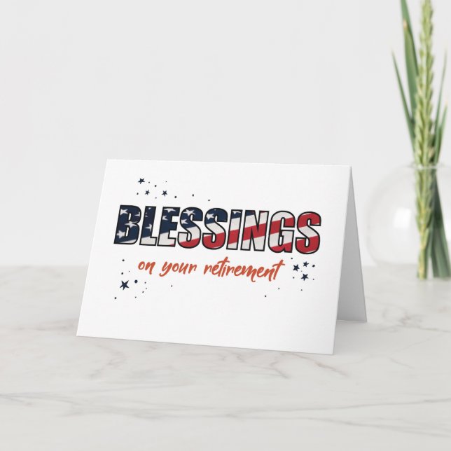 Blessings Retirement From Military USA Flag Card (Front)