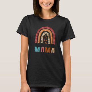 BLESSSED MAMA Leopard Rainbow Fall Plaid Cute Autu T-Shirt