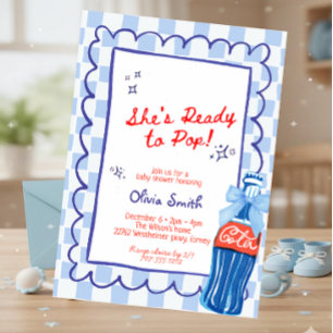 Bleu She's Ready to Pop Soda  Baby Shower Invitation