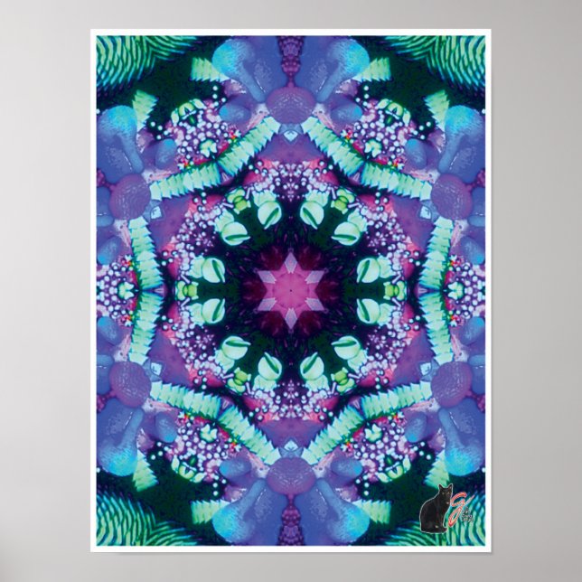 Bleus Kinetic Collage Kaleidoscope Poster (Front)