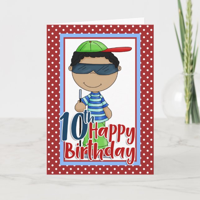 Blind Boy - Happy 10th Birthday Card (Front)