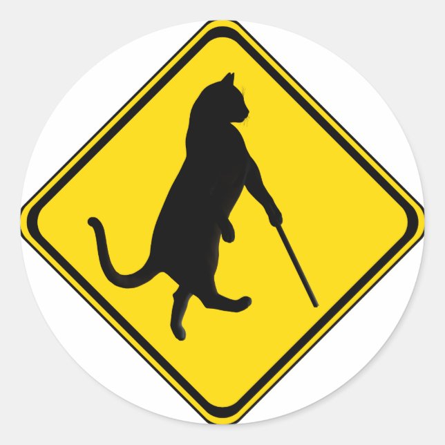 Blind Cats Crossing ! Classic Round Sticker (Front)