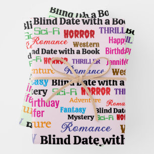 Blind Date with a Book Birthday Personalise Name Wrapping Paper Sheet