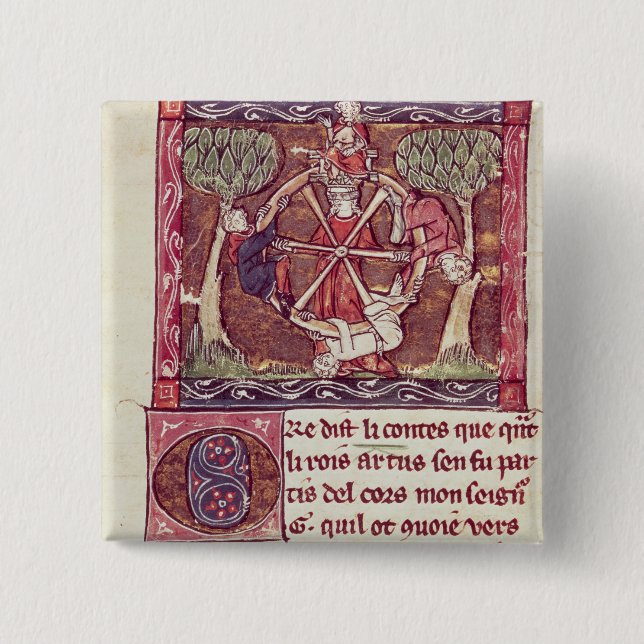 Blind goddess Fortune with King Arthur 15 Cm Square Badge (Front)