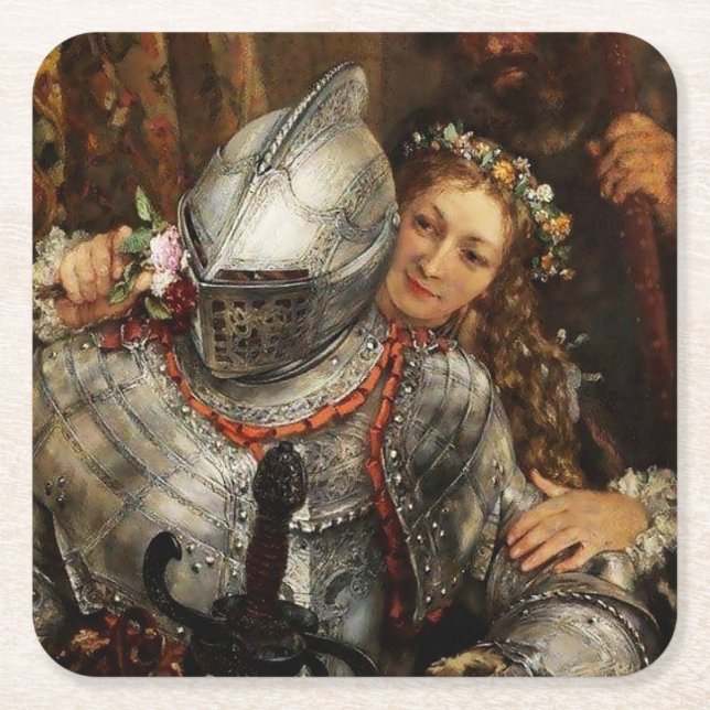 Blind Mans Buff by Adolph Menzel Square Paper Coaster (Front)