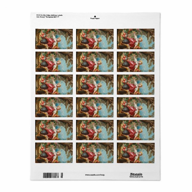 Blind-Mans Buff by Jean-Honore Fragonard Label (Full Sheet)