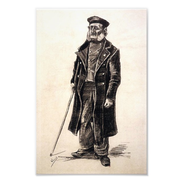 Blind Pensioner with a Stick Photo Print (Front)