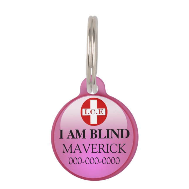 Blind pet awareness DIY pink Tag (Front)