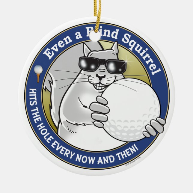 Blind Squirrel Golf Ceramic Tree Decoration (Front)