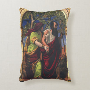 Blind Tobit and Wife Anna, Vintage Religion Decorative Cushion