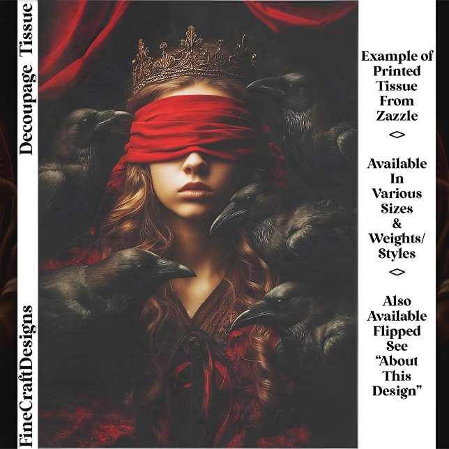 Blindfolded Gothic Queen of Ravens FC5L Decoupage Tissue Paper (Creator Uploaded)