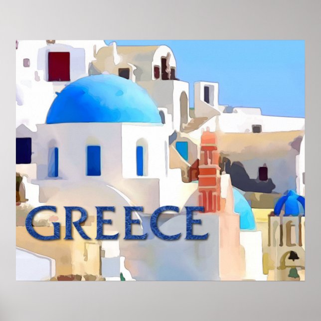 Blinding White Buildings in Greece Poster (Front)