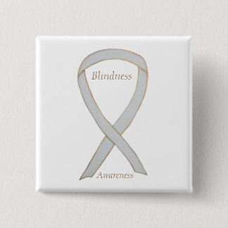 Blindness Awareness White Ribbon Custom Art Pin