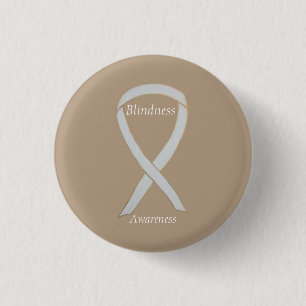 Blindness Awareness White Ribbon Custom Art Pin