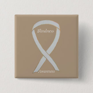 Blindness Awareness White Ribbon Custom Art Pin