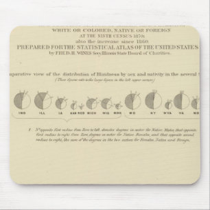 Blindness, Statistical US Lithograph 1870 Mouse Pad