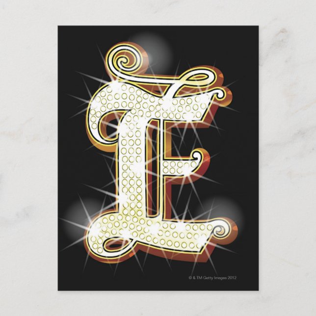 Bling alphabet E Postcard (Front)