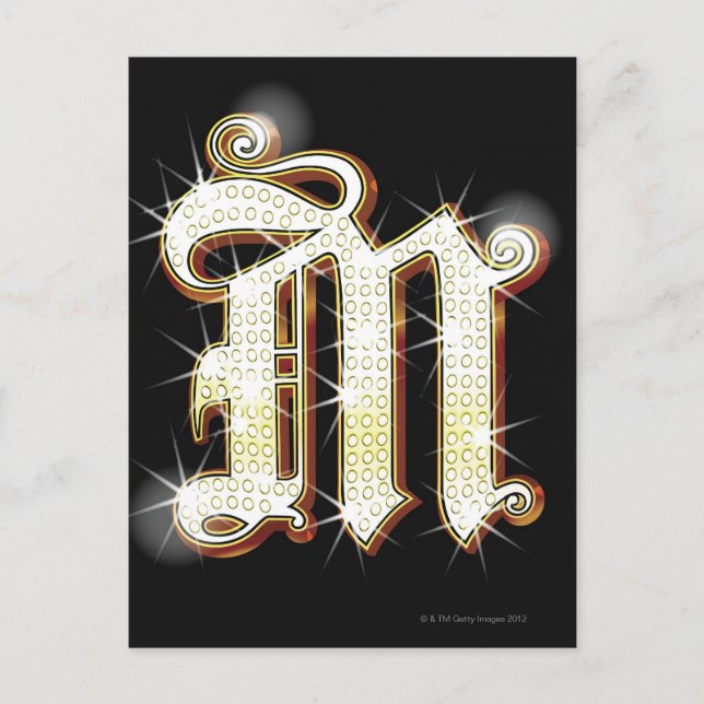 Bling alphabet M Postcard (Front)