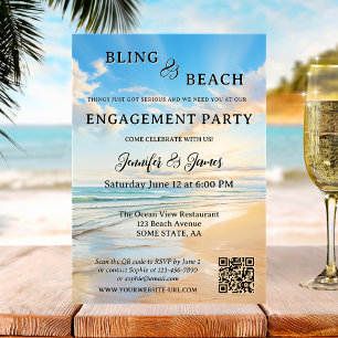 Bling and Beach Photo Engagement Invitation