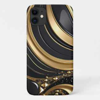 Bling Black Gold Abstract w Pave Diamonds Glitter Case-Mate iPhone Case