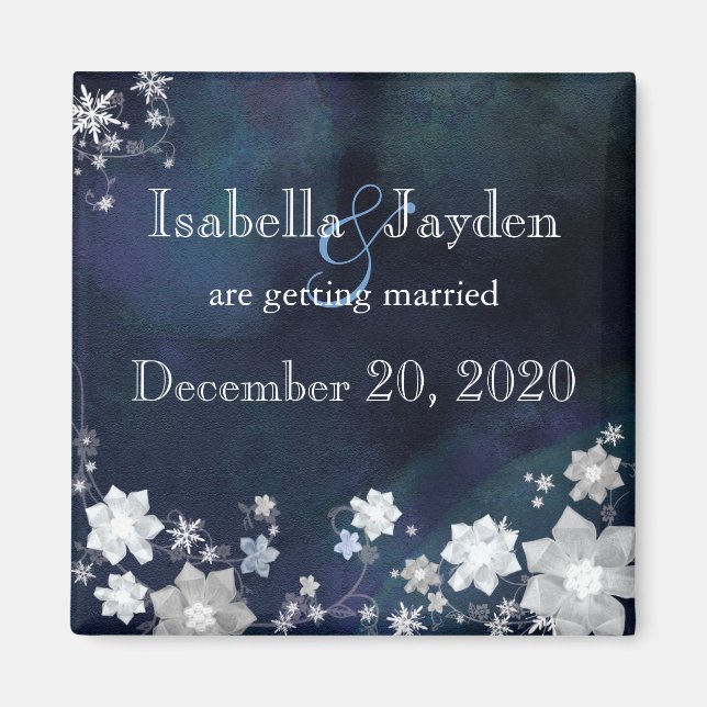 Bling Bling Winter Wedding Save the Date Magnet (Front)