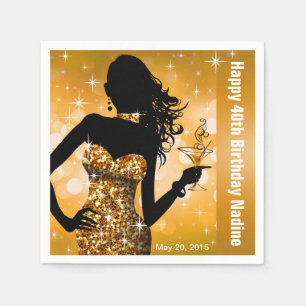 Bling Bombshell Sparkle Birthday Party gold Napkin