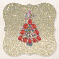 Bling Christmas Red Tree Gold Glitter