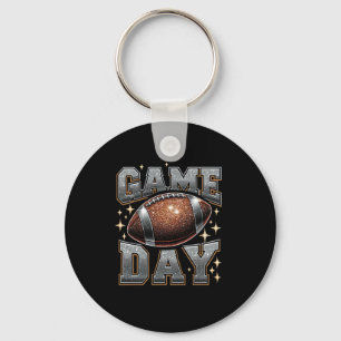 Bling Football Lover Fall Autumn Game Day Football Key Ring
