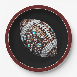 Bling Football Party Big Game Bowl Game Paper Plate