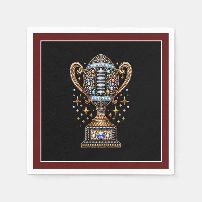 Bling Football Party Big Game Bowl Game Trophy Napkin (Front)