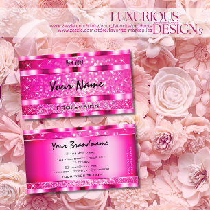 Bling Glam Girly Pink Glitter Spark Stars Stylish Business Card