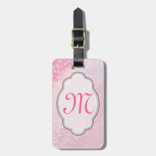 Bling Glitter Girly Pink Glit Monogram Luggage Tag