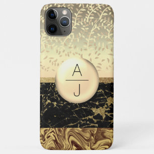 Bling Gold Glitter and Black Initials Case-Mate iPhone Case