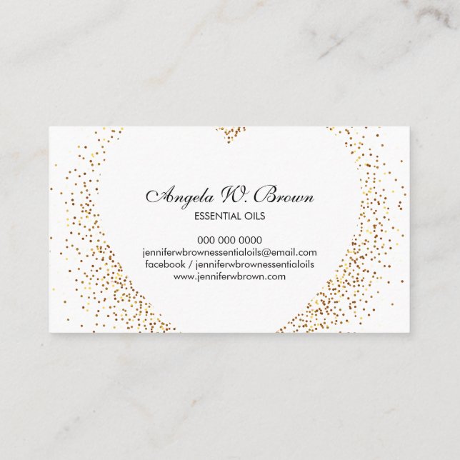 Bling Gold Heart Sparkle Dots Business Card (Back)