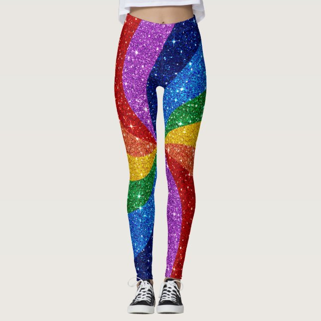 Bling Me Up Rainbow Pop Fashion Leggings (Front)