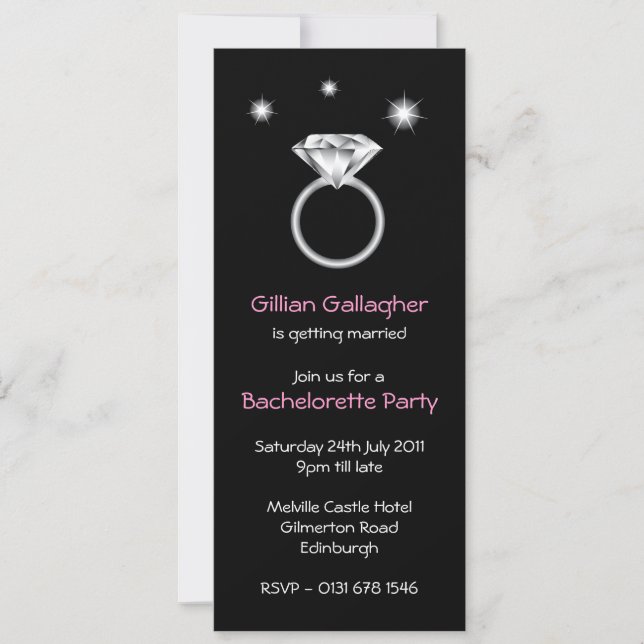 Bling Ring Bachelorette Party Invitation (Front)