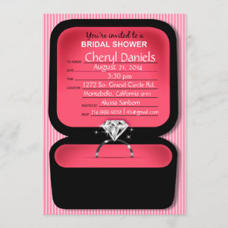 Bling Ring Box Bridal Shower coral Invitation