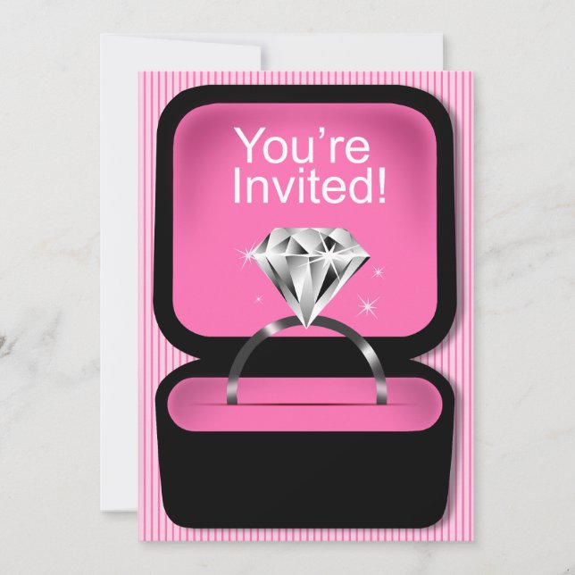 Bling Ring Box Bridal Shower pink Invitation (Front)