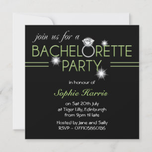Bling Ring Green Bachelorette Party Invitation