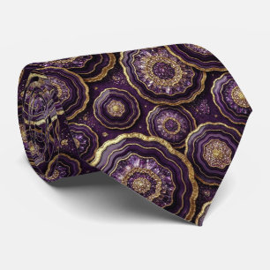 Bling & Sparkle Deep Plum + Gold Geode Neck Tie