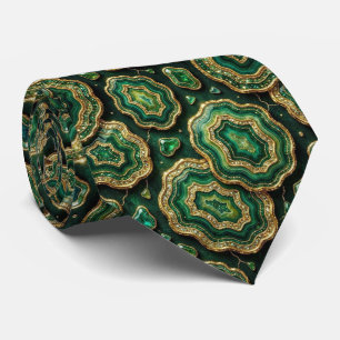 Bling & Sparkle   Forest Green Gold Geode Neck Tie