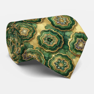 Bling & Sparkle   Forest Green Gold Geode Neck Tie
