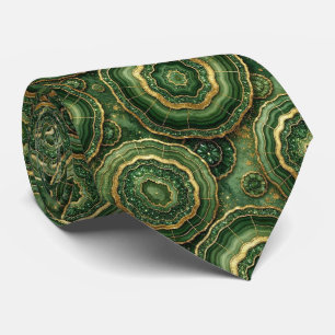 Bling & Sparkle   Forest Green Gold Geode Neck Tie