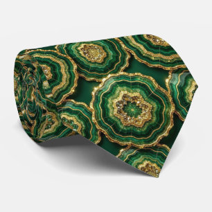 Bling & Sparkle   Forest Green Gold Geode Neck Tie