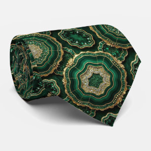 Bling & Sparkle   Forest Green Gold Geode Neck Tie